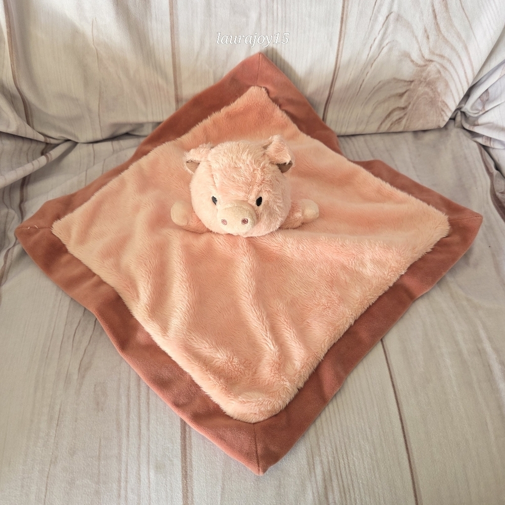 SimpliCute Pink Pig Plush Lovey Mini Security Blanket Fleece Velour 12.5 Inch 21